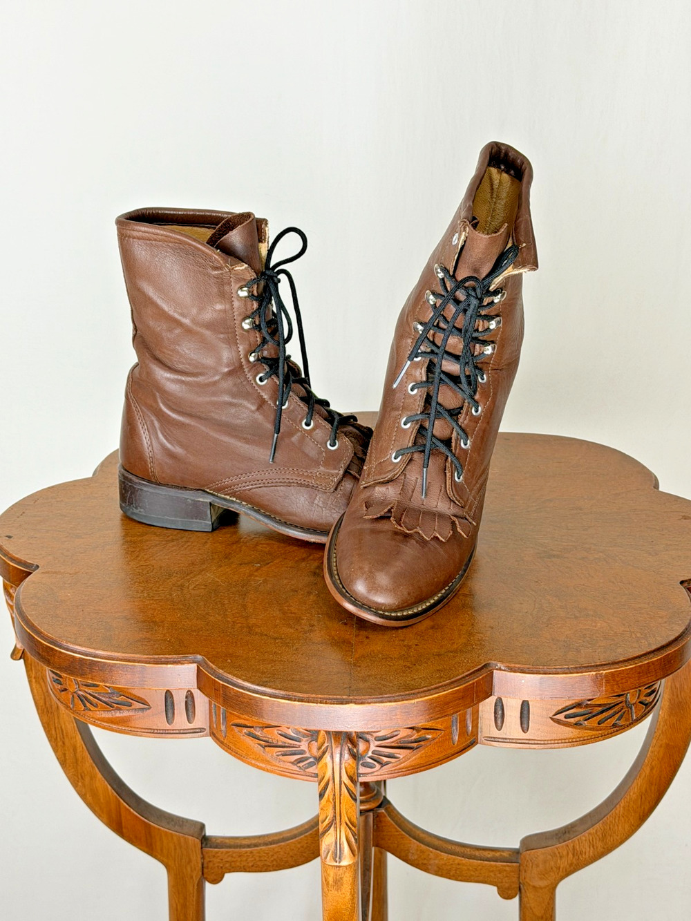 Laredo USA Brown Leather Lace Up Boot Womens 6.5 #0148 Vintage